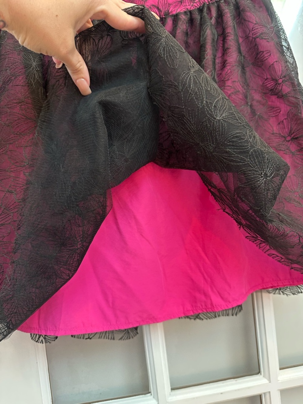 Ladaire Whimsigoth Fairy Black Lace Floral Overlay Pink Skirt Size XL NWT - Picture 6 of 11